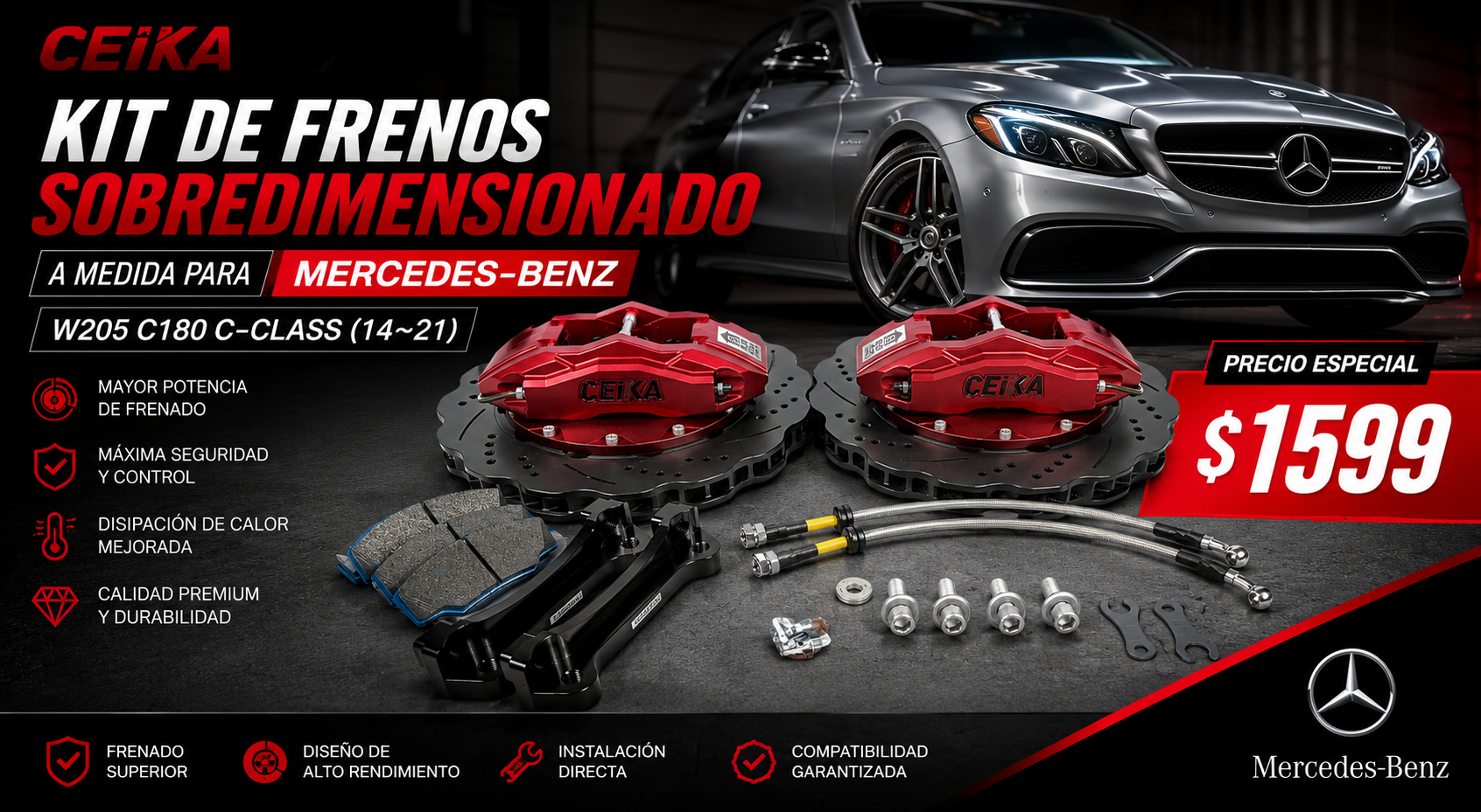 Kit de Frenos Sobredimensionado CEIKA a Medida para Mercedes-Benz W205 C180 C-Class (2014–2021)