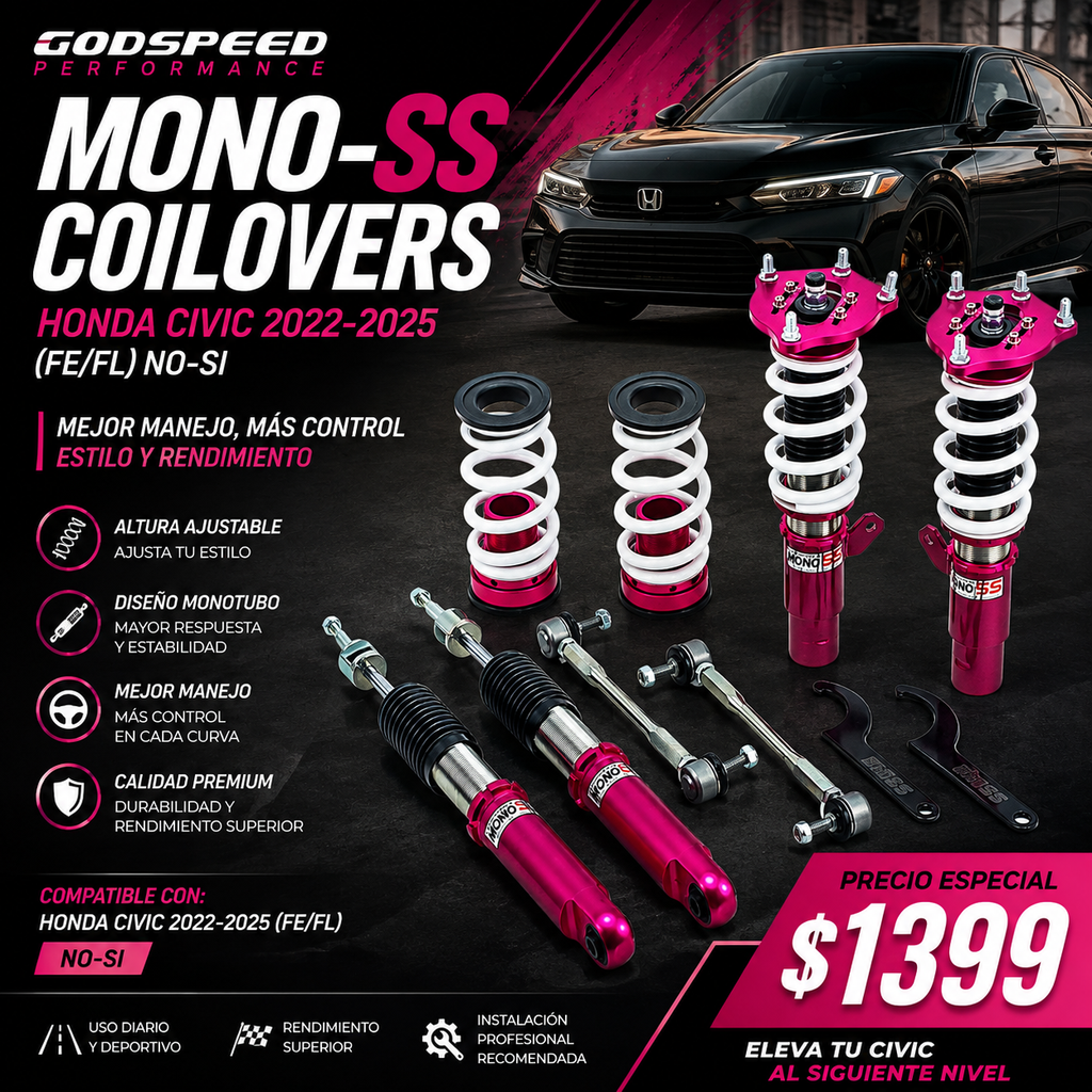 Godspeed Mono-SS Coilovers – Honda Civic 2022-2025 (FE/FL) No-Si