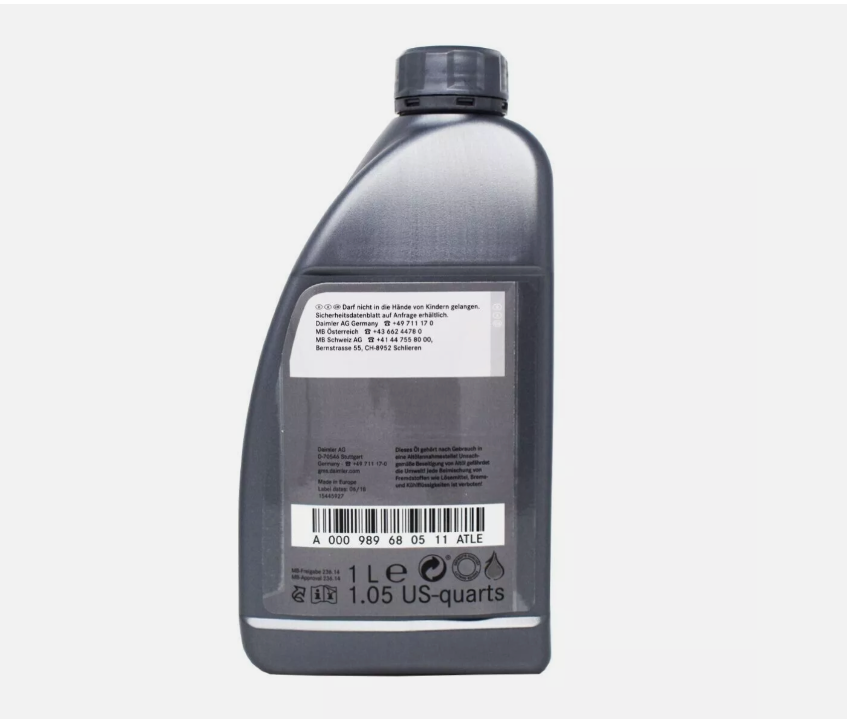 A000989680511ATLE - 1 litro OEM Mercedes Benz ATF caja de cambios automática aceite